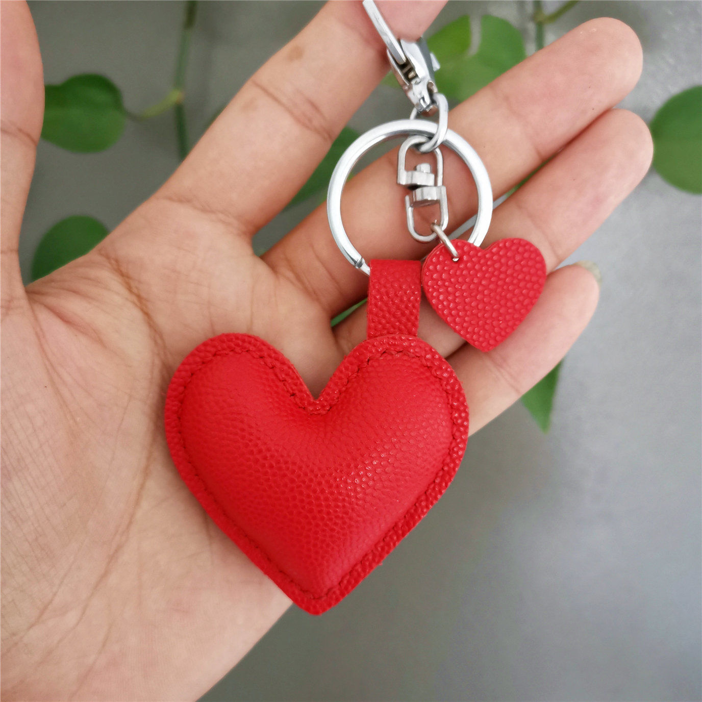 Leather heart keychain 3-piece set series 4