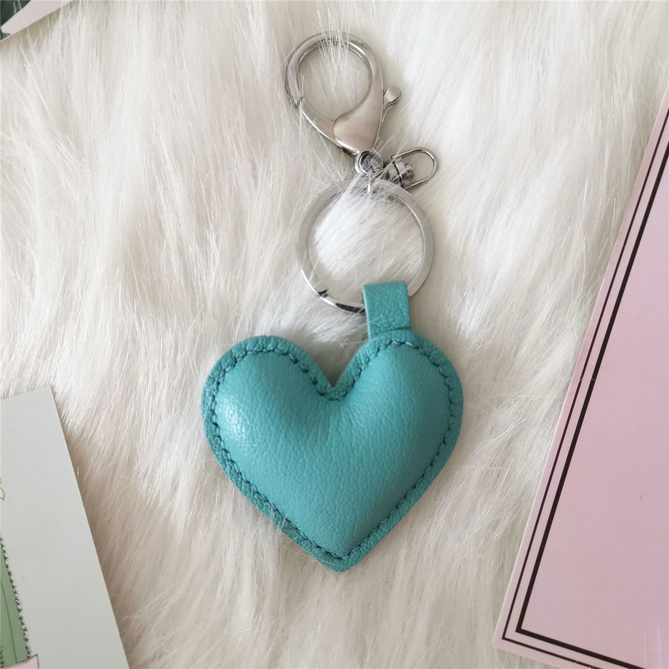 Leather heart keychain three-piece set series