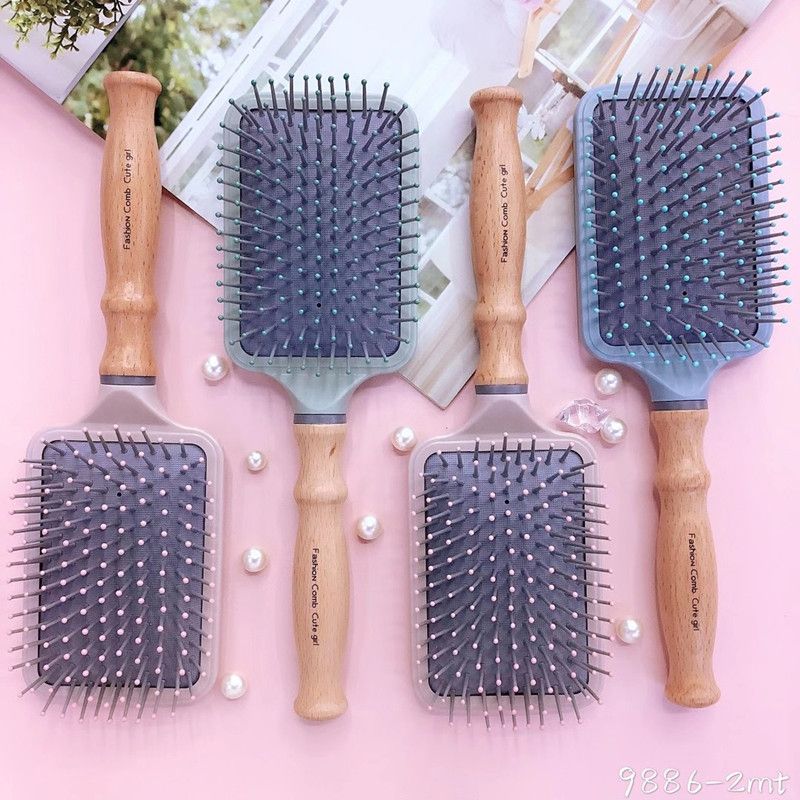 花开木木北欧色大方头气囊按摩梳木柄美发梳浙江花开木木