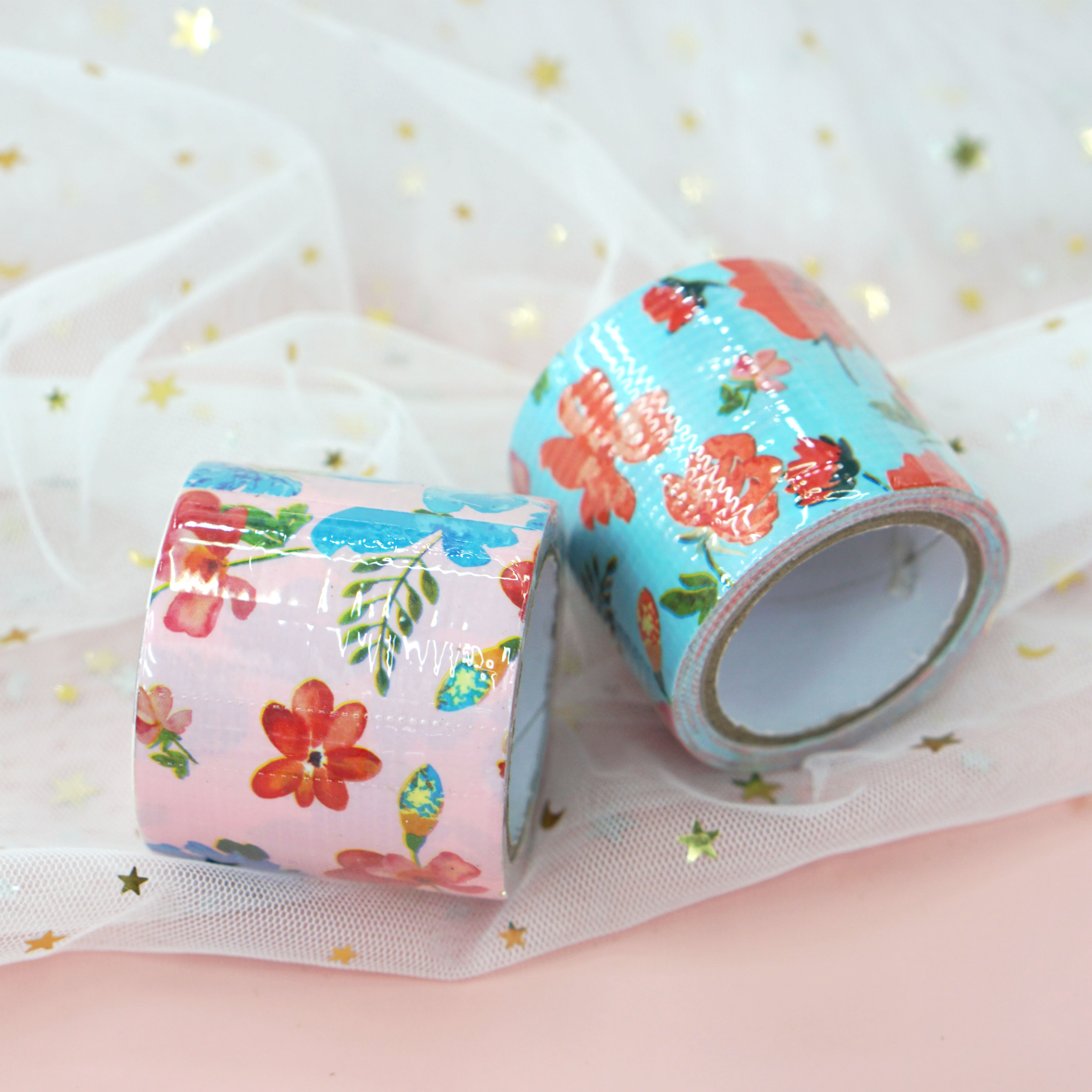 Waterproof and moisture-proof printed fabric-based tape, cartoon DIY decoration, high-viscosity and easy-to-tear decoration pipe tape, leak-proof sticker detail image 1