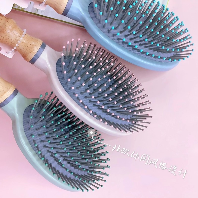 花开木木按摩气囊梳北欧色木柄美发梳 厂家直销批发详情5