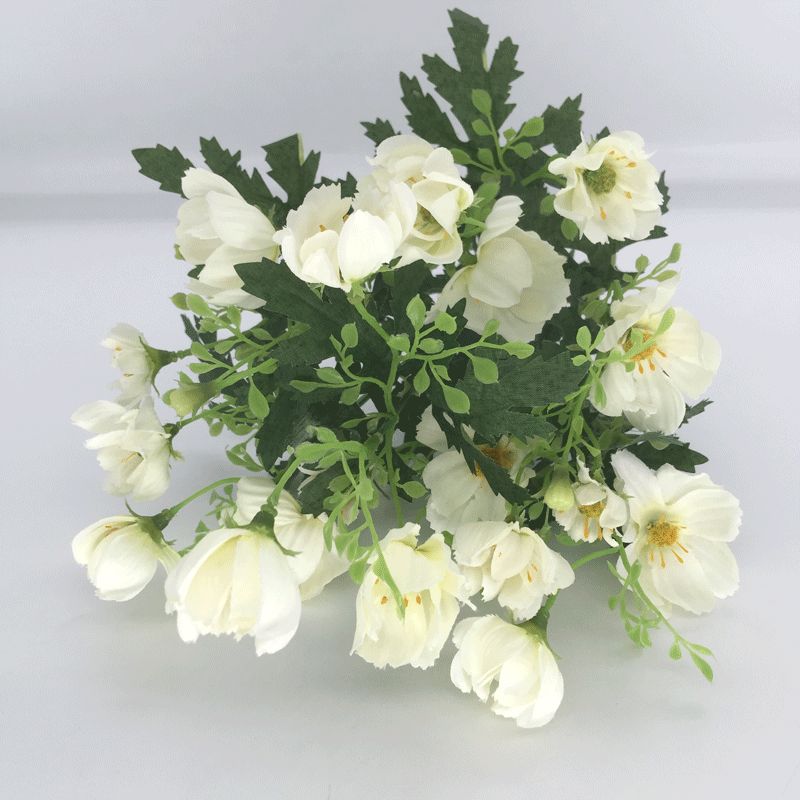 Cross-border exclusive supply of zinnia simulation flowers, dried flowers from Japan and South Korea, mini short-stemmed hand bouquets, fresh silk flowers, vase flowers