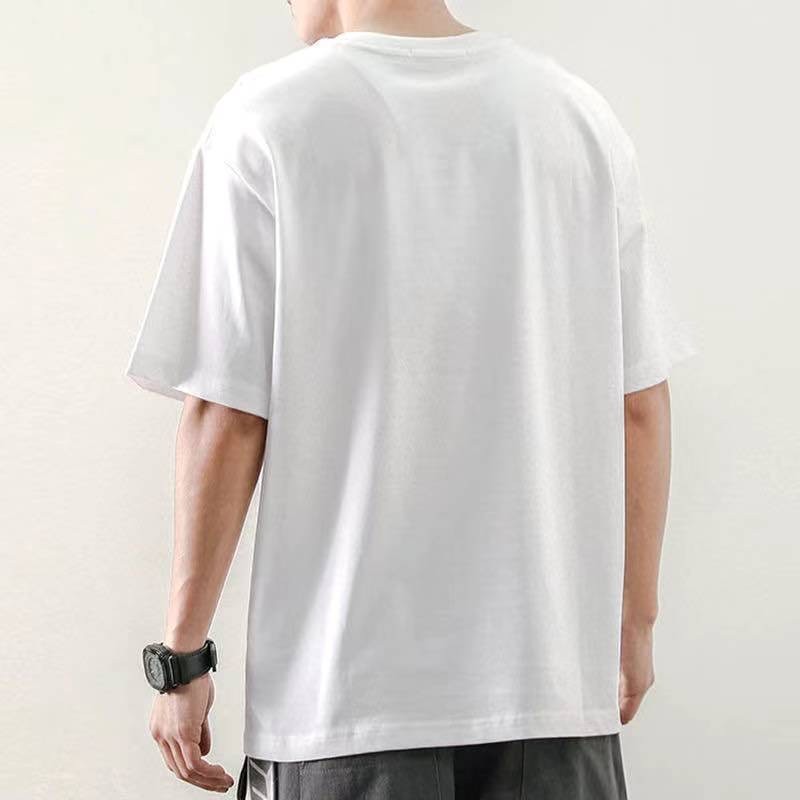 T-shirt A Pure cotton short-sleeved T-shirt for men, summer trend round neck half-sleeve, new Korean style loose and versatile T-shirt for men, men's top, Xinjiang pure cotton ins trendy brand casual summer trend top 4 detail image 3