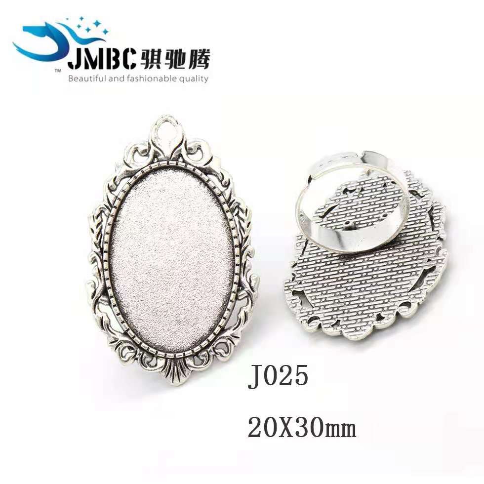 20X30mm复古椭圆形戒指 时光宝石底托 diy饰品配件开口戒指托030详情图7