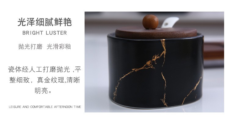 Ceramic seasoning jar with spoon set, household seasoning box, kitchen creative seasoning set, combination rack, seasoning condiment jar detail image 7