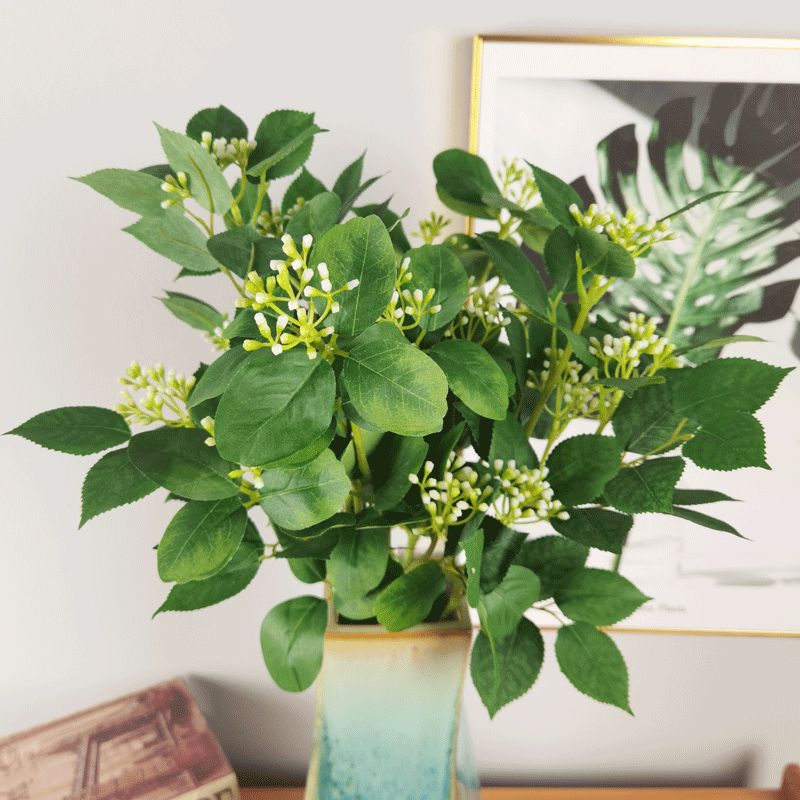 Wholesale accessories for single-branch round-leaf dance grass artificial plant, new Chinese-style green leaf branches Specification image