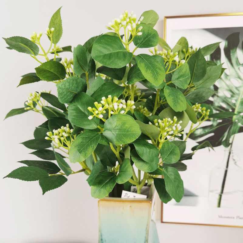 Wholesale accessories for single-branch round-leaf dance grass artificial plant, new Chinese-style green leaf branches details Picture