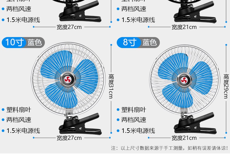 车载风扇车用双头12V24v面包车小货车内制冷强力大风力汽车电风扇详情图13