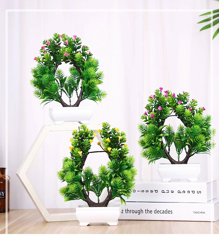 Nordic simulation green plants, three-color mixed simulation small bonsai, office bookshelf, coffee table decoration, table flowers, artificial flowers detail image 7