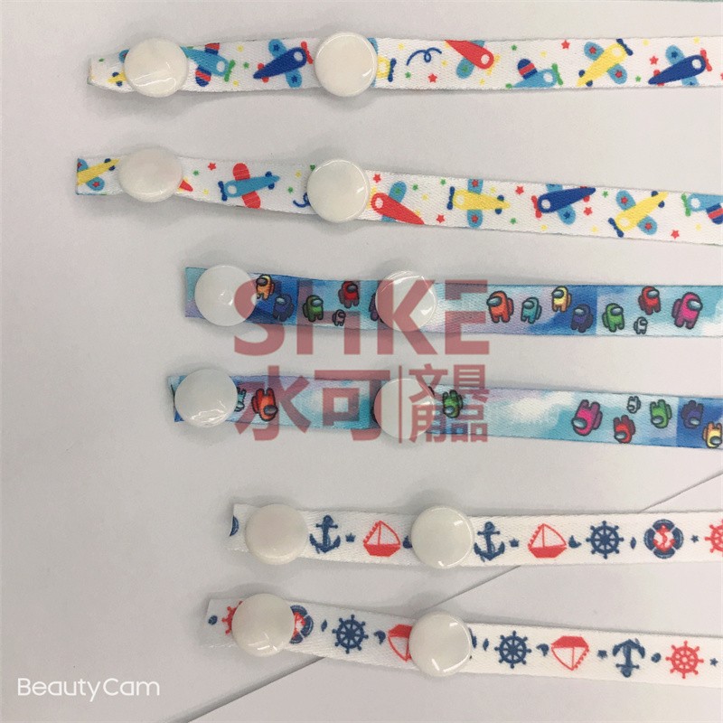 1CM热销爆款数码印花四合扣口罩绳，防风绳 可调节儿童防丢口罩挂带详情图1