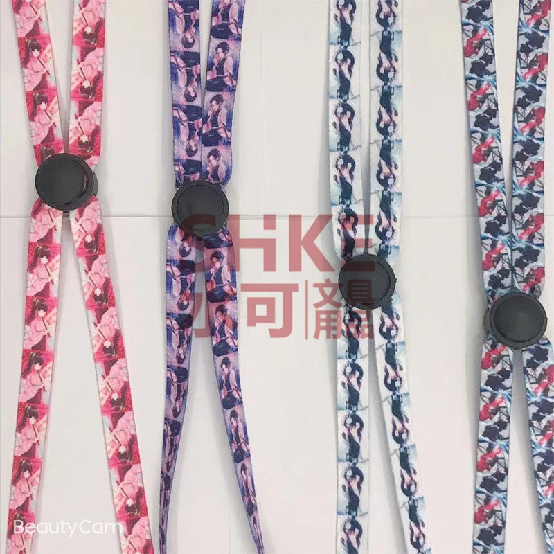1CM热销爆款数码塑料钩印花口罩绳，防风绳 可调节儿童防丢口罩挂带双广州铁钩【外贸专供】详情图2
