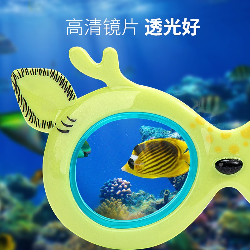 泳搏正品连体鼻夹鹿耳造型防雾儿童泳镜详情图2