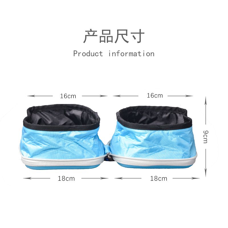 款宠物狗狗户外折叠喂水喂食碗猫咪折叠双碗牛津布狗盆产品图
