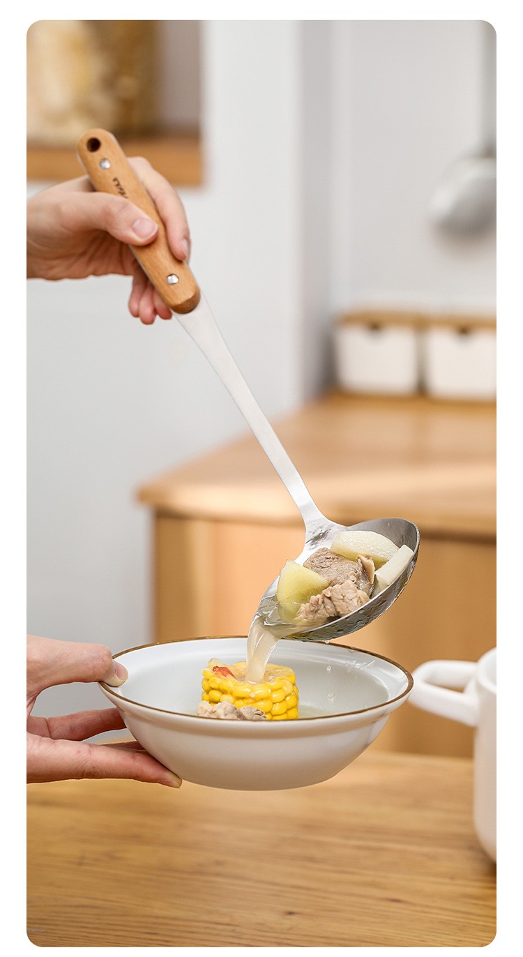 Anti-heat handle stainless steel spatula, soup spoon, strainer, cooking spatula, kitchenware set, non-stick kitchen pans, household woks (soup spoons) detail image 14