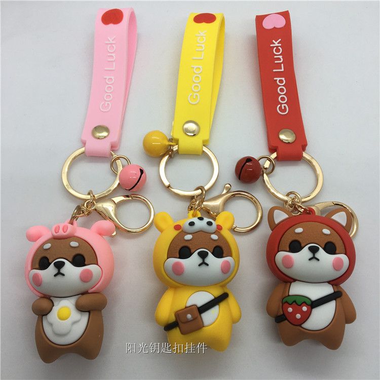 可爱挎包小熊钥匙扣可爱卡通公仔挂件箱包挂饰汽车钥匙链玩偶批发