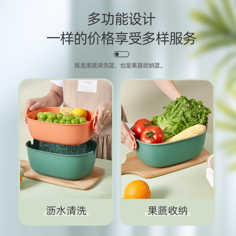 晴鸽塑业Sunny Princess新款塑料日用品塑料长方形沥水篮双层沥水果篮详情6