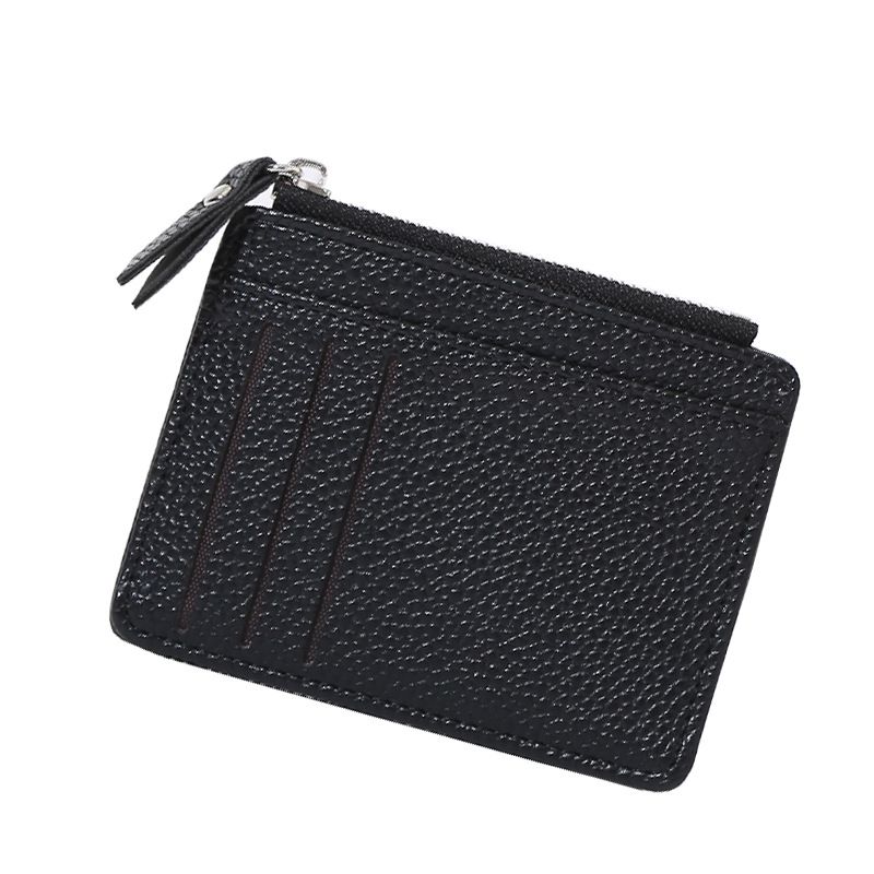 【 Ou Shang 】 Card Bag Women's Simple Purse Small Zipper Solid Color Lychee Grain Business Men's Card Clip Application Scenario