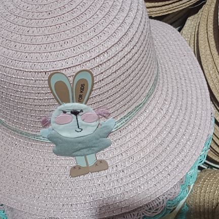 Small White Rabbit Letter Straw Hat