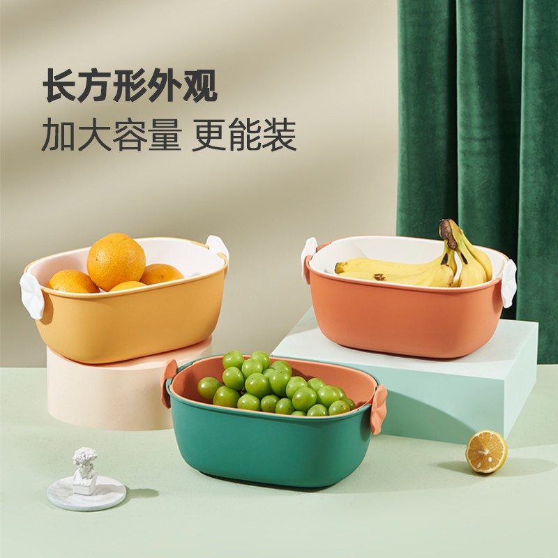 晴鸽塑业Sunny Princess新款塑料日用品塑料长方形沥水篮双层沥水果篮详情4