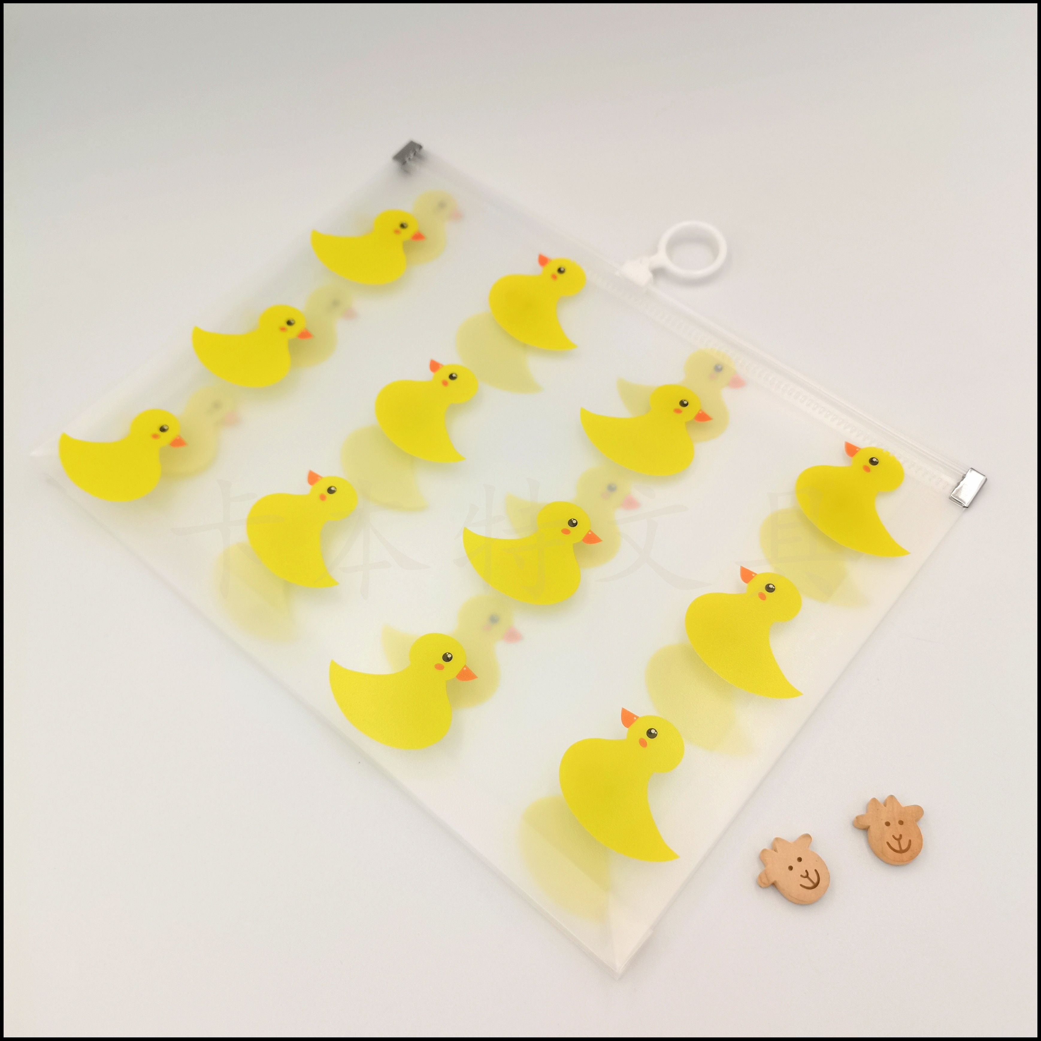 Transparent zipper bag A5 yellow duck printing material bag student stationery bag office file bag manufacturer direct sales thumbnail
