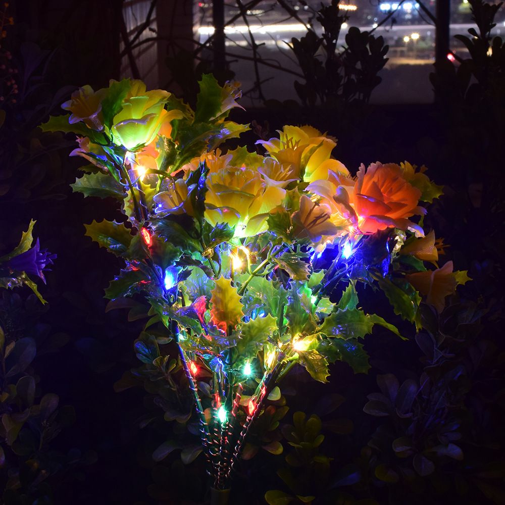 2021 cross-border e-commerce new solar carnations flower lights 42LED rose flower lights solar lanterns