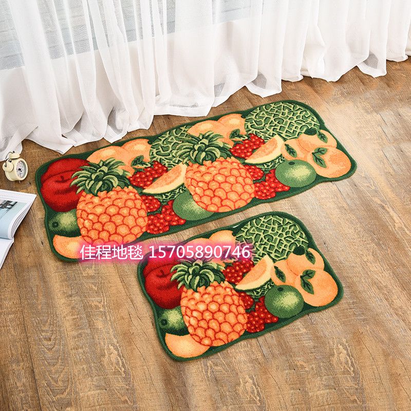 High definition ringpile printed kitchen pad fruit non-slip pad foot pad carpet printed kitchen 2 piece fruit combination pad thumbnail