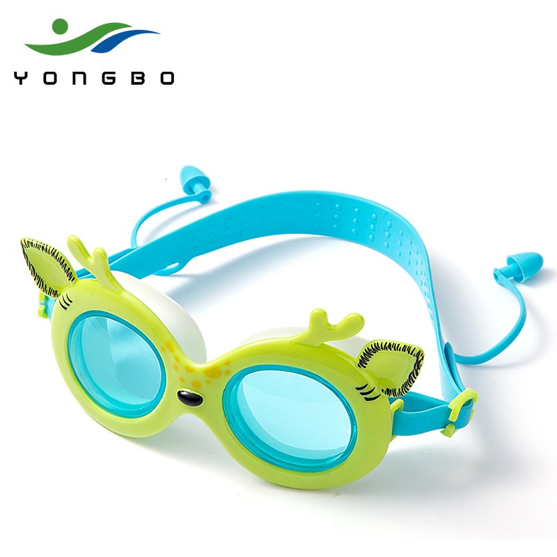 泳搏正品连体鼻夹鹿耳造型防雾儿童泳镜详情图6