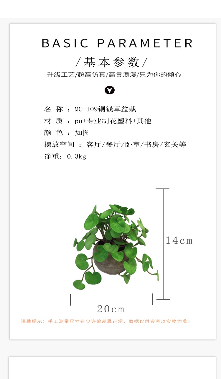 铜钱草仿真盆栽书房迷你天竺葵盆景办公室嫩绿景观跨境ins批发详情图3