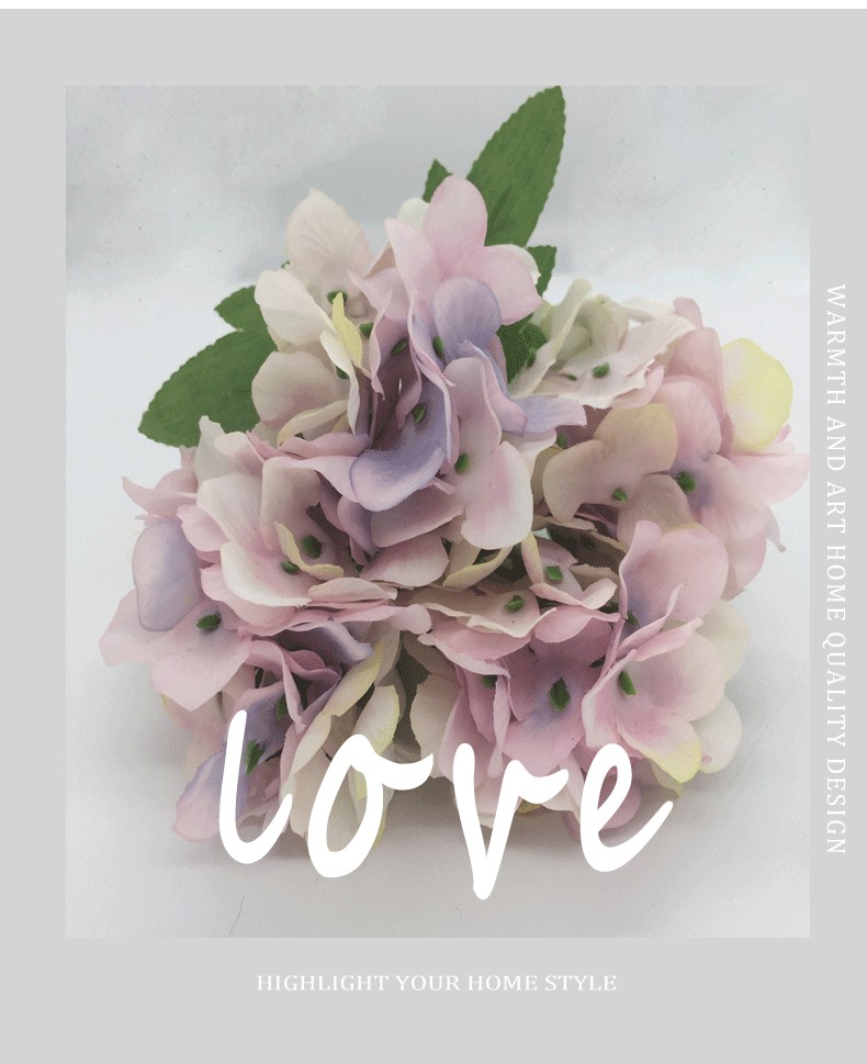 Five-headed natural style hydrangea simulation flower, Nordic style silk flower, flower arrangement handicraft, display item, beautiful Chen photography prop detail image 4