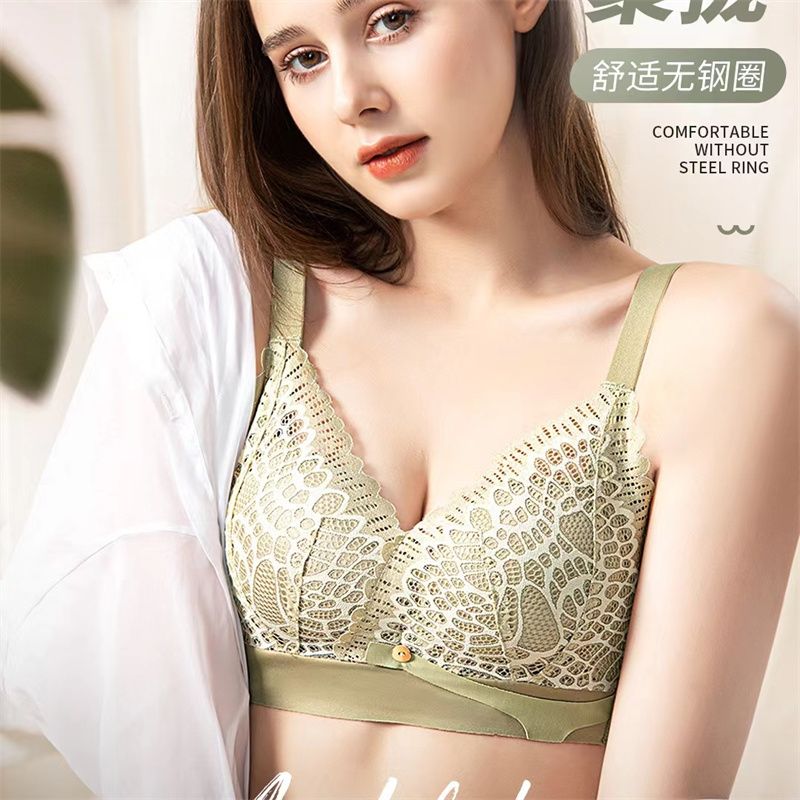 Elegant Lace Mesh Bra Women's Comfortable Underwire Underwear Push-Up Accessorizing Bra 11