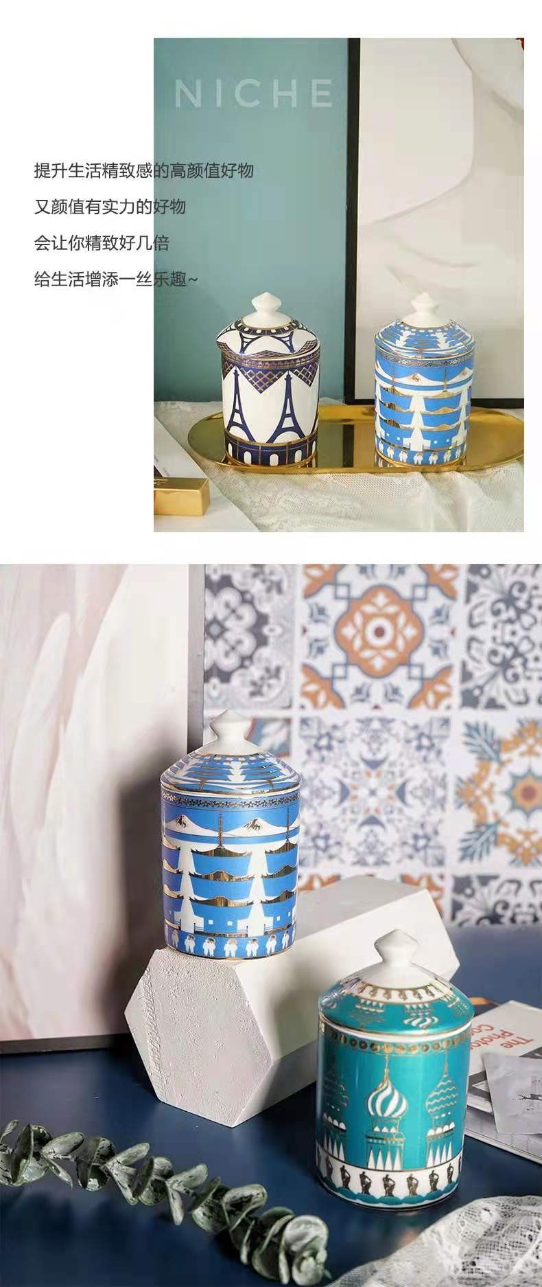 Customized logo patterns for new architectural aromatherapy candle ceramic candle cups detail image 6