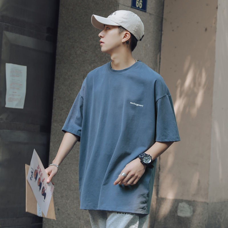 Pure cotton short-sleeved T-shirt for men, summer trend round-neck half-sleeve new Korean style loose and versatile T-shirt for men, men's Xinjiang pure cotton ins trendy brand casual summer trend cool top 6 detail image 3