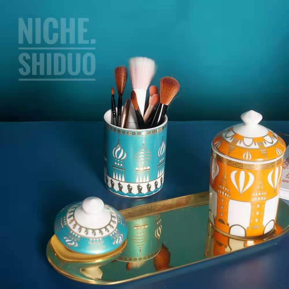 Customized logo patterns for new architectural aromatherapy candle ceramic candle cups detail image 1