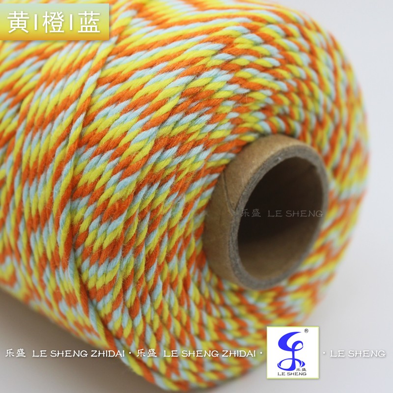 1.5 黄橙蓝三色混色三股绳 彩色环保纯棉装饰绳 工艺绳 编织绳详情3