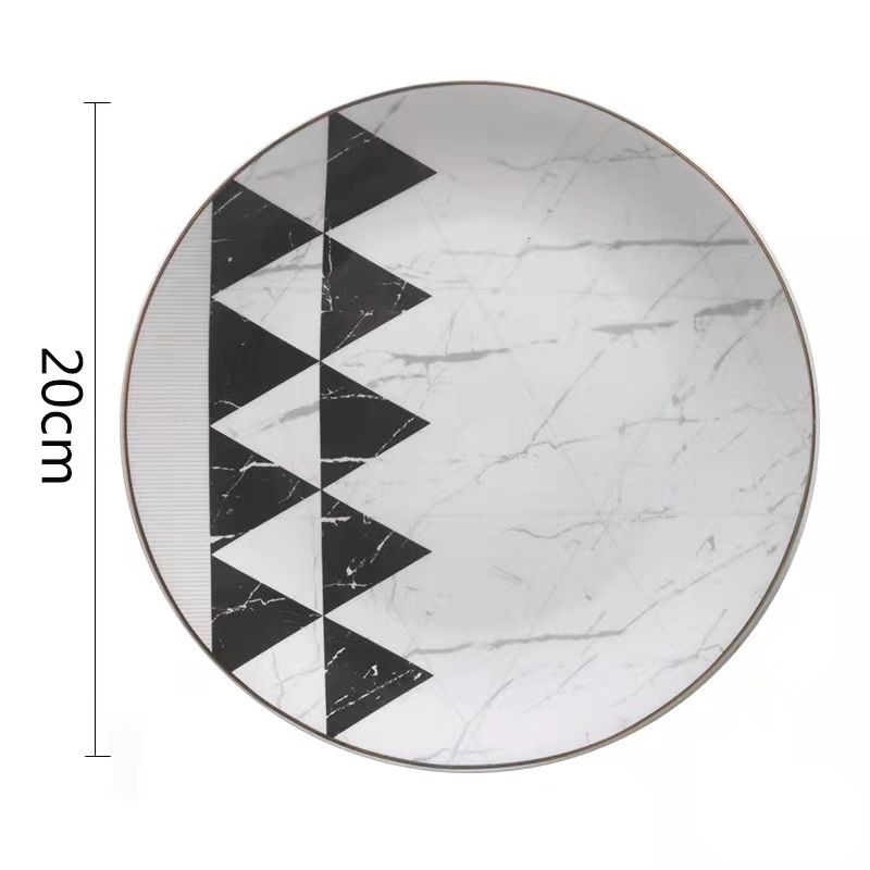 Export gold-plated marble-patterned ceramic plates, Western dining plates, spoons, bowls and tableware sets, coffee cups and plates, geometric pattern tableware Item Picture