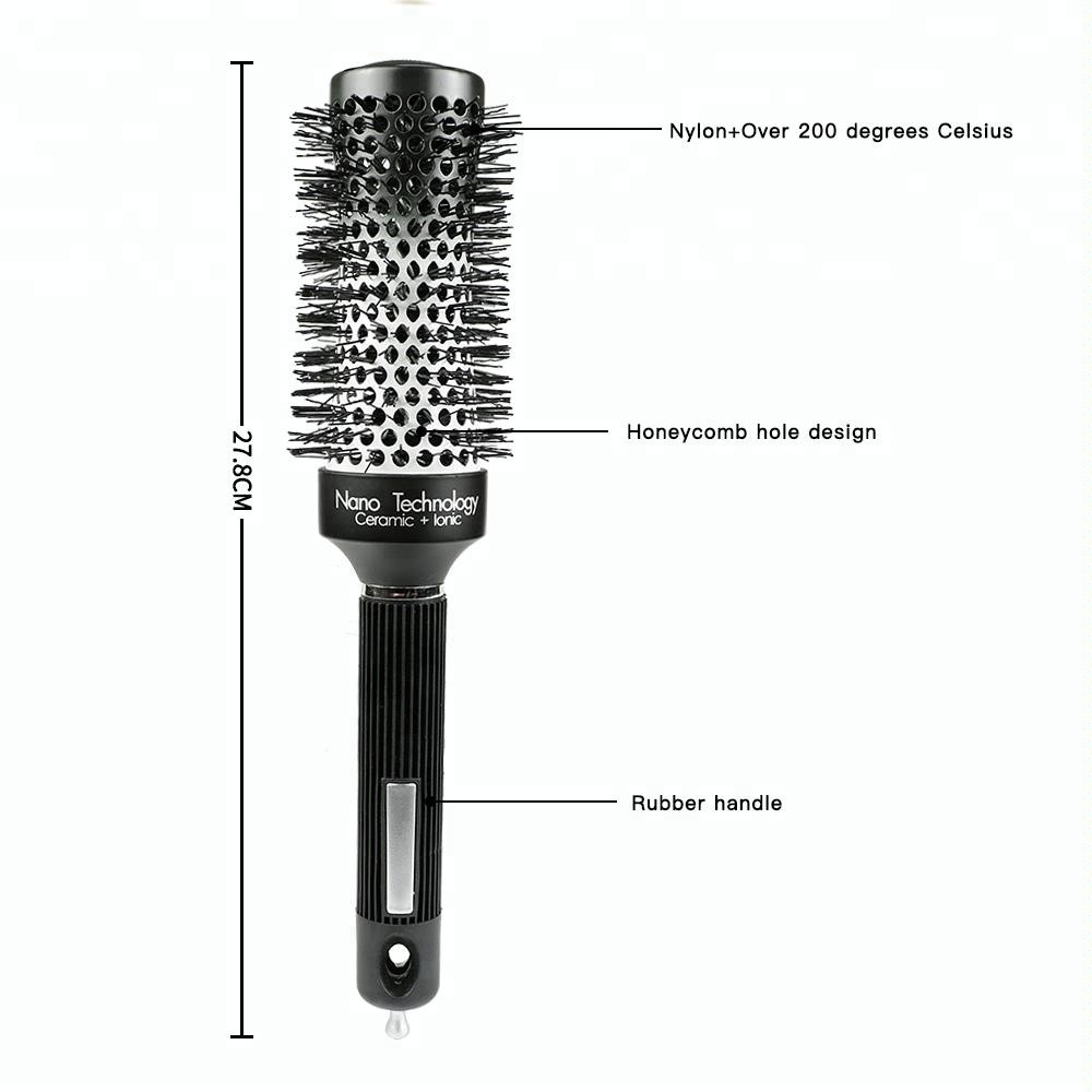 圆筒铝铜梳子女跨境磨砂质感滚梳头皮按摩梳详情3