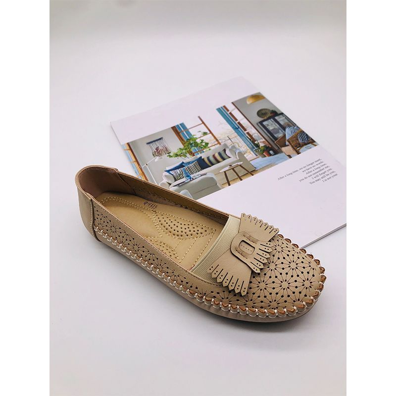 2021年新款单鞋春季秋季女外穿平底百搭防滑时尚软底舒适妈妈鞋一脚蹬单鞋女56