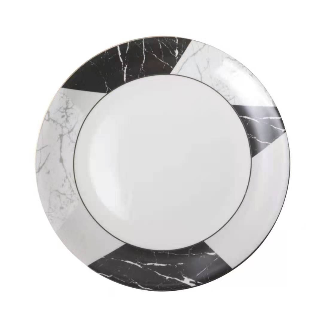 Export gold-plated marble-patterned ceramic plates, Western dining plates, spoons, bowls and tableware sets, coffee cups and plates, geometric pattern tableware details Picture