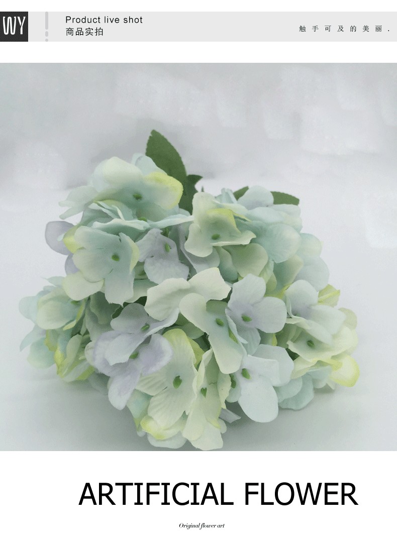 Five-headed natural style hydrangea simulation flower, Nordic style silk flower, flower arrangement handicraft, display item, beautiful Chen photography prop detail image 6