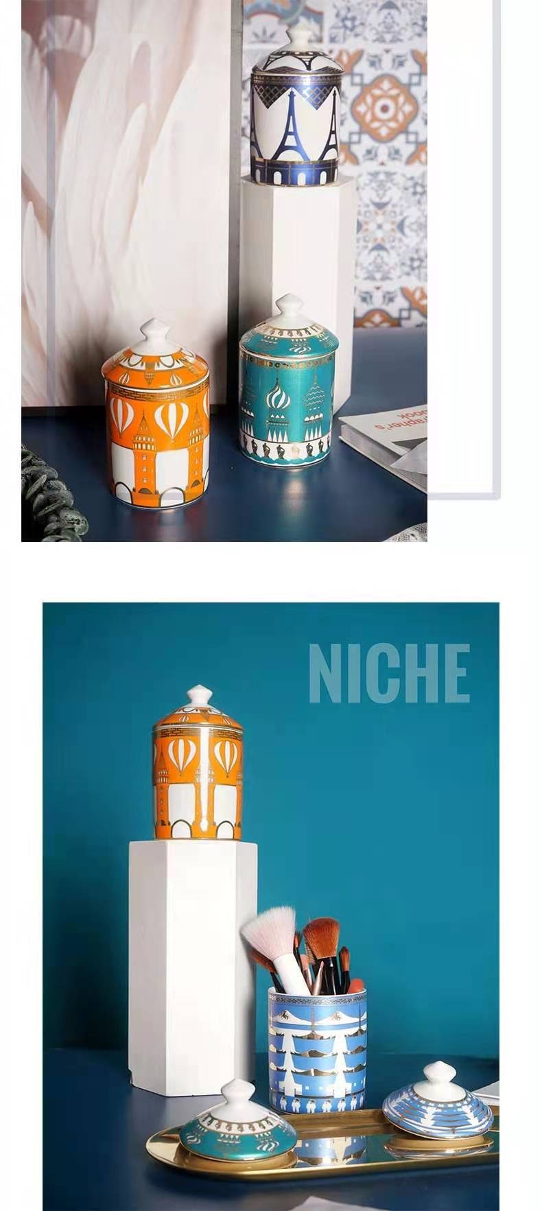 Customized logo patterns for new architectural aromatherapy candle ceramic candle cups detail image 3