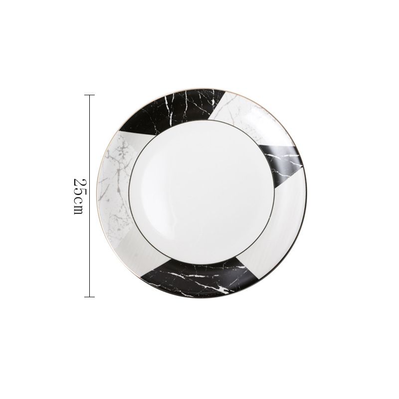 Export gold-plated marble-patterned ceramic plates, Western dining plates, spoons, bowls and tableware sets, coffee cups and plates, geometric pattern tableware Specification image
