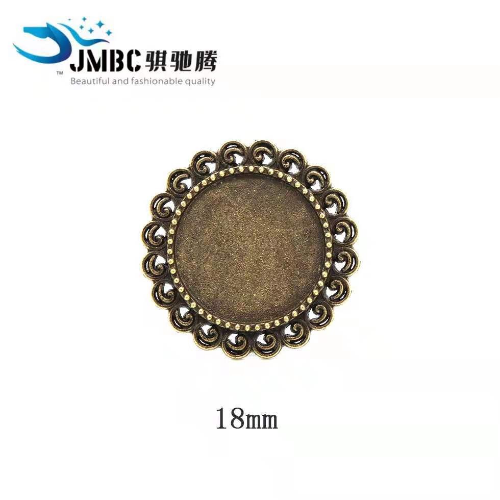 18mm圆形复古戒指 时光宝石底托 diy饰品配件开口戒指托 可调节050