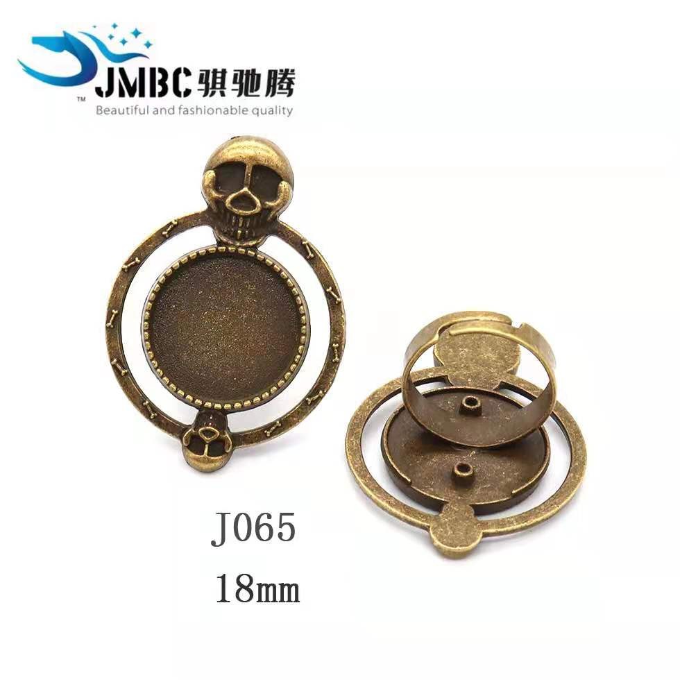18mm圆形复古戒指 时光宝石底托 diy饰品配件开口戒指托 可调节050