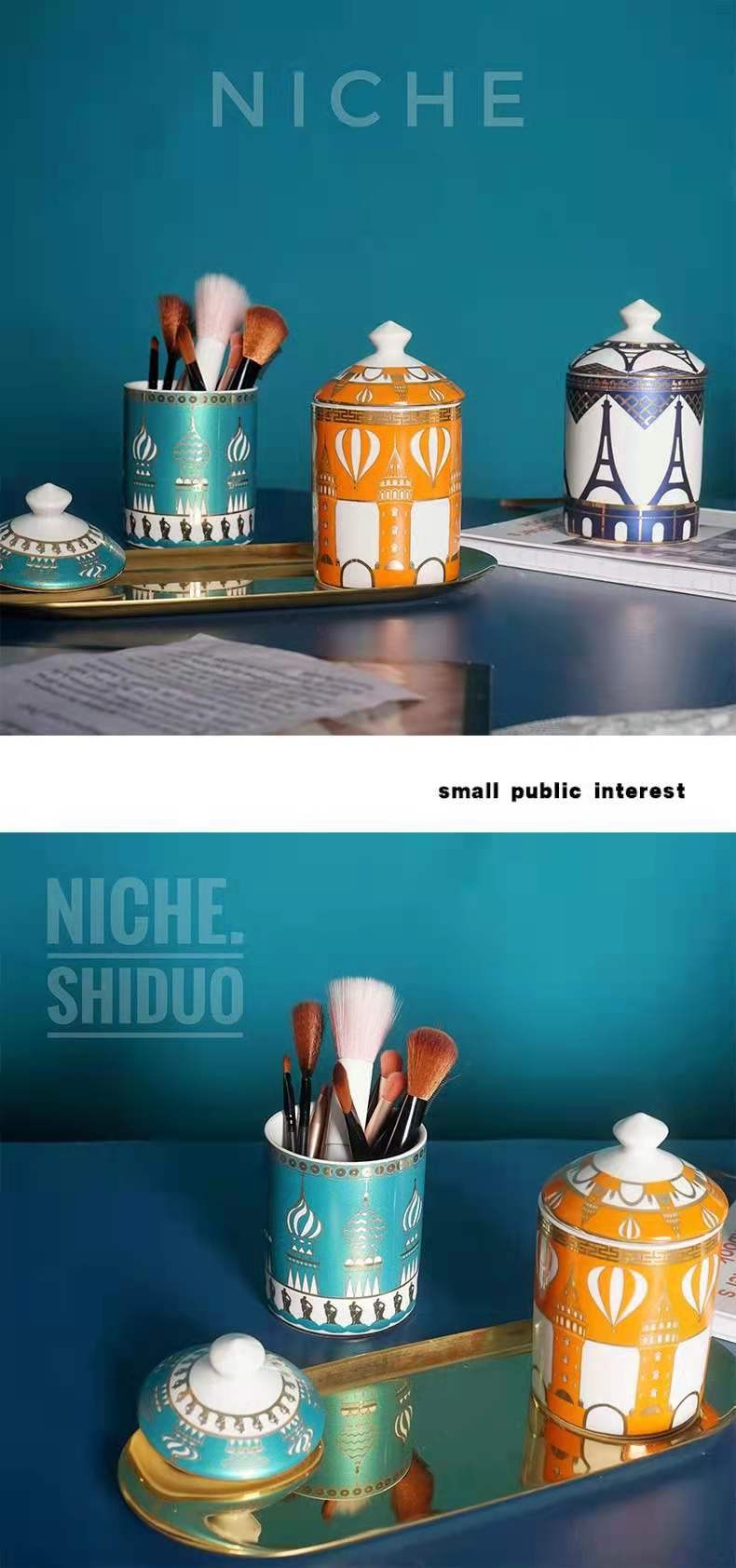 Customized logo patterns for new architectural aromatherapy candle ceramic candle cups detail image 9