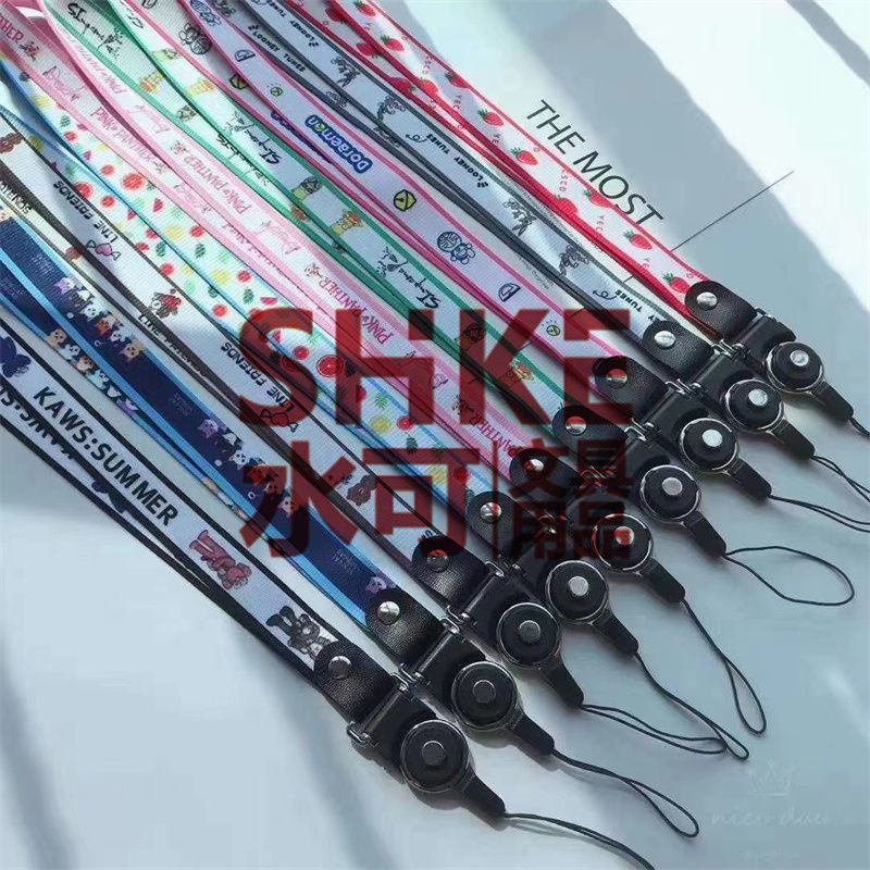 2CM萌仔卡通彩绘手机壳挂脖绳挂饰手机链旋转挂绳工作牌可拆卸钥匙扣手机绳产品图