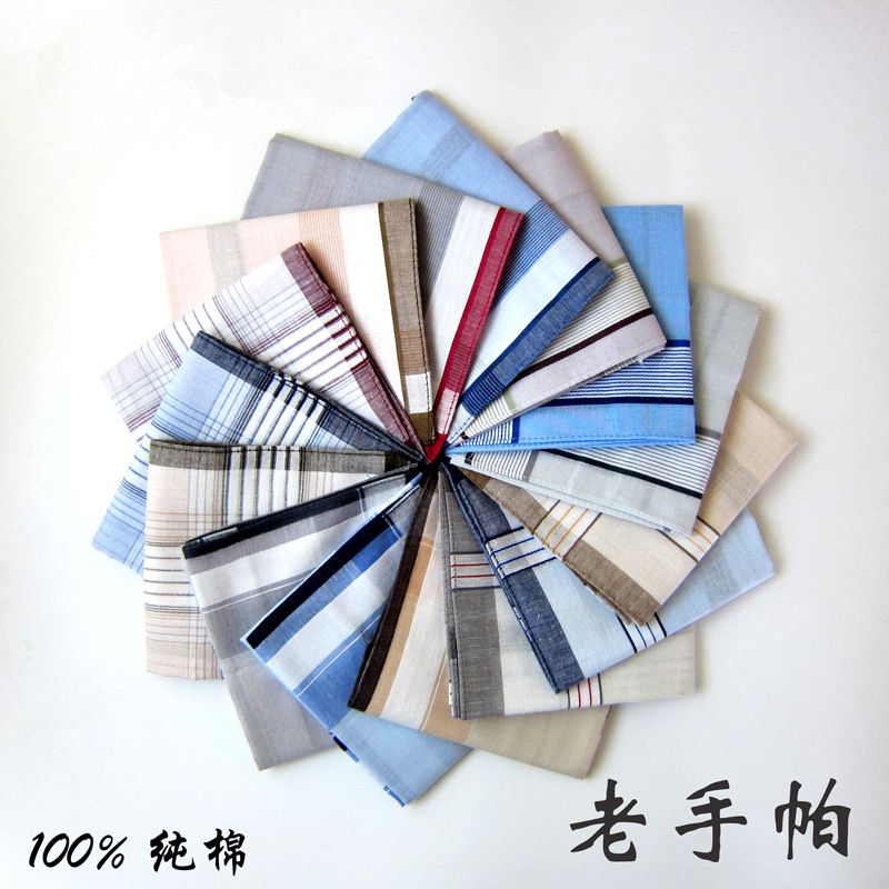 Middle-Aged And Elderly Men Export Pure Cotton Handkerchief Men Sweat Absorption Classic Handkerchief Hand Towel 75