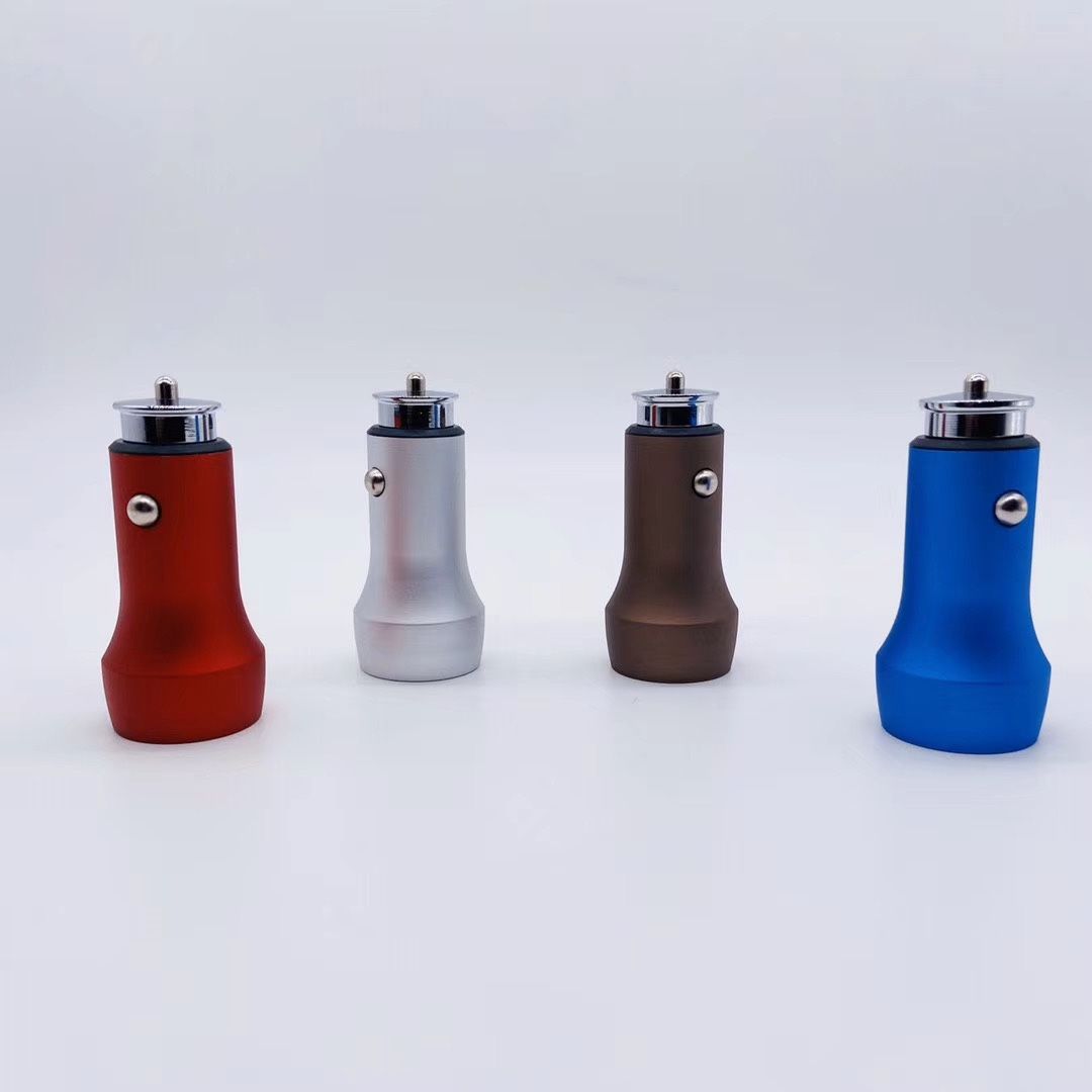 USB车载充电器 手机安全锤高档 磨砂金属2.4A点烟器铝合金汽车车充OEM