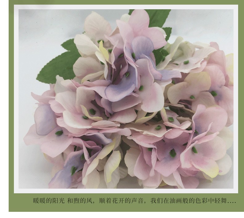 Five-headed natural style hydrangea simulation flower, Nordic style silk flower, flower arrangement handicraft, display item, beautiful Chen photography prop detail image 9