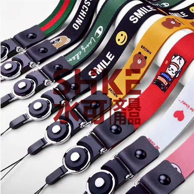 2CM国潮风萌仔卡通彩绘手机壳挂脖绳挂饰手机链旋转挂绳工作牌可拆卸钥匙扣