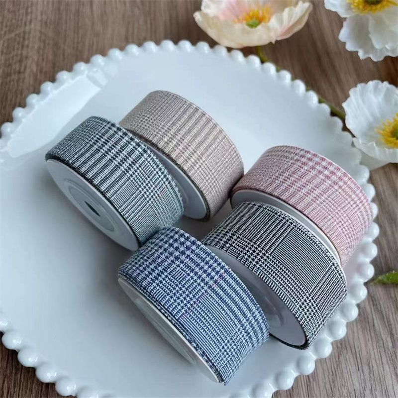 鼎诚织带2.5公分细格 头饰饰品配件 diy手工蝴蝶结饰品婚庆花束礼品包装细节图